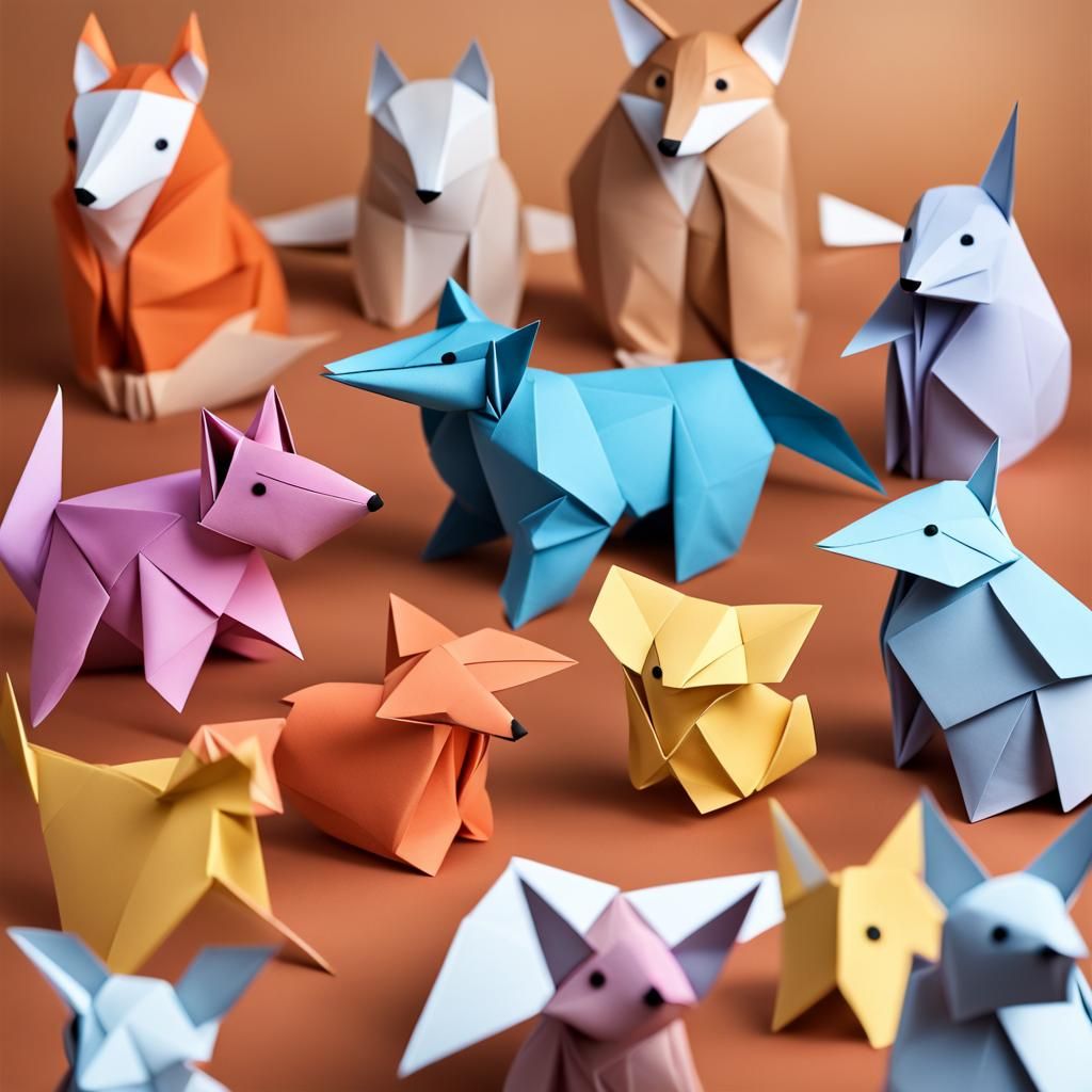 Origami Paper Animals in Soft Focus
