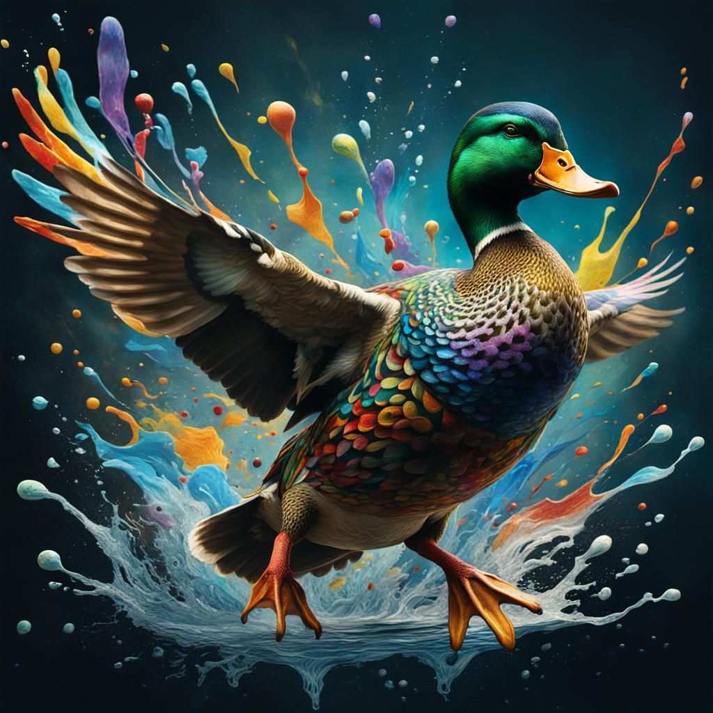 Duck Head Explosion as Hyperdetailed Digital Art