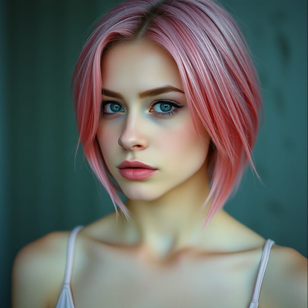 Pink-Haired Woman: Cinematic Film Still