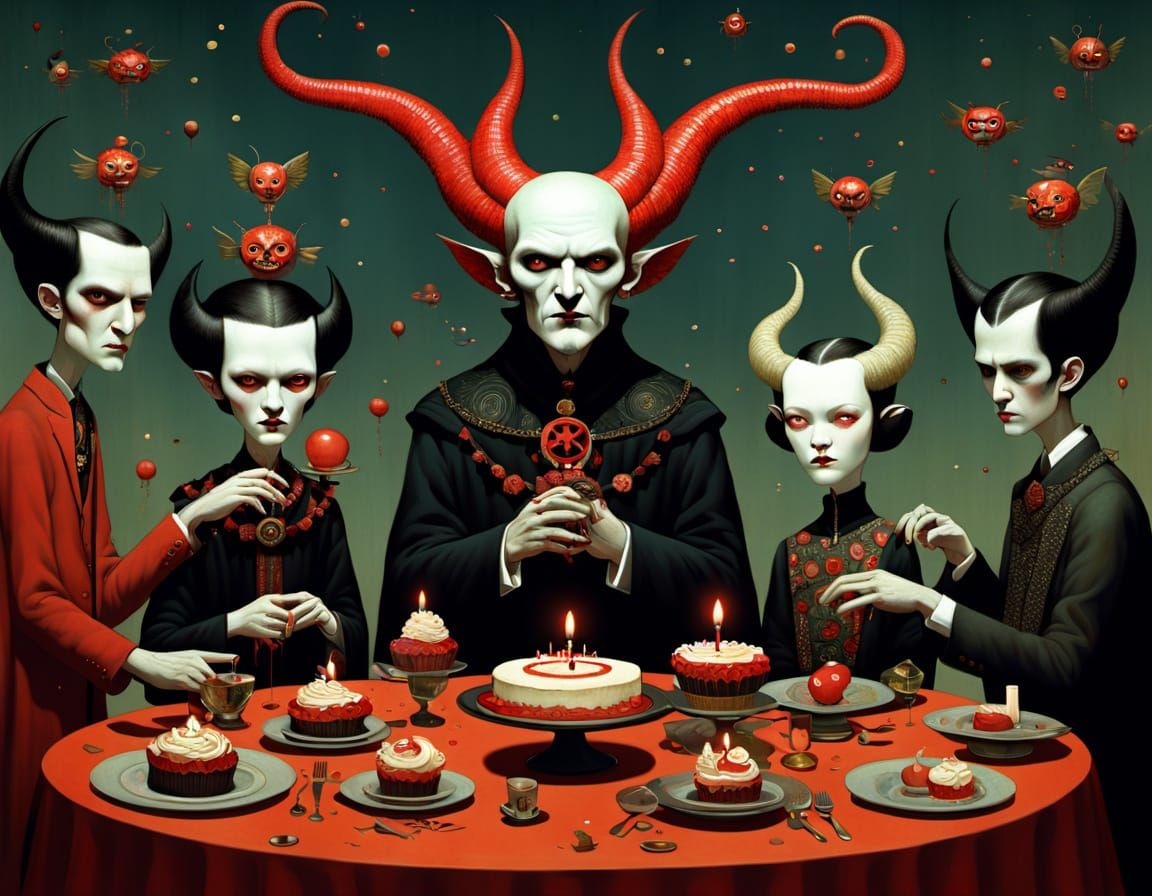 Surreal Satan Birthday Party: Stylized Design