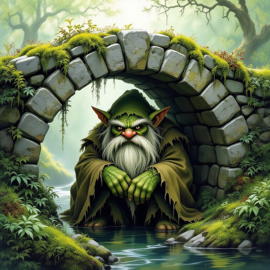 Mossy Troll Under Stone Bridge