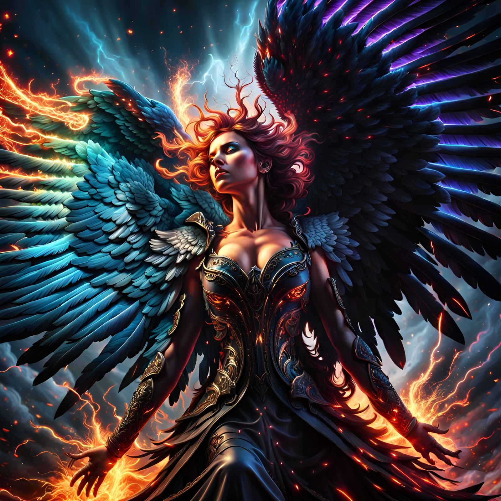 Exploding Wings: Fallen Angel in Fiery Agony