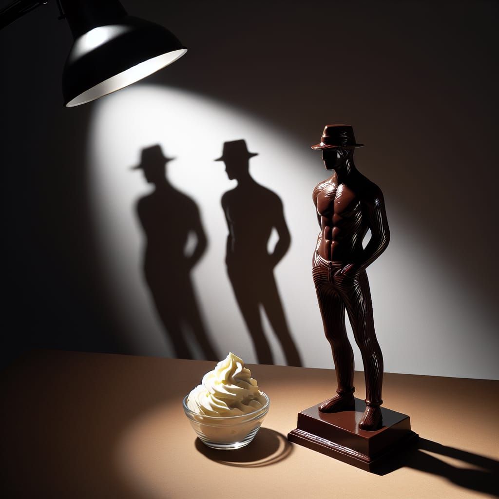 Chocolate Man Sculpture with Cream