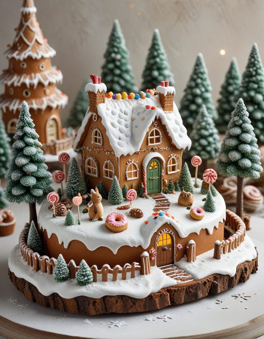 Candy Coated Donut Village in Whimsical Style