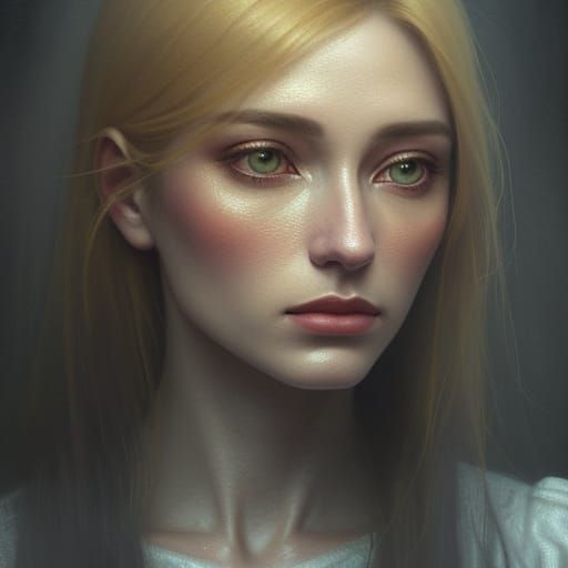 Ethereal Woman in Mist: A Surreal Oil Painting