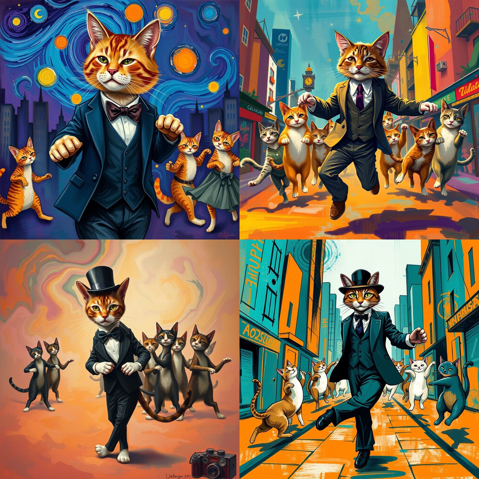 Cat as Ryan Gosling Dancing, Abstract Art