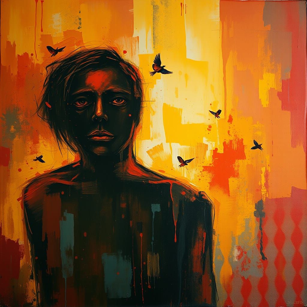 Abstract Isolation and Connection: Impasto Pastel Painting