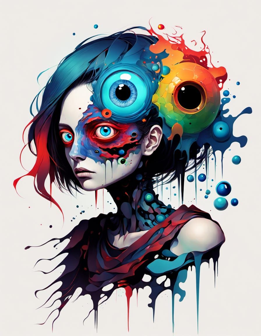 Surreal Fragmented Anime Body Horror Digital Painting