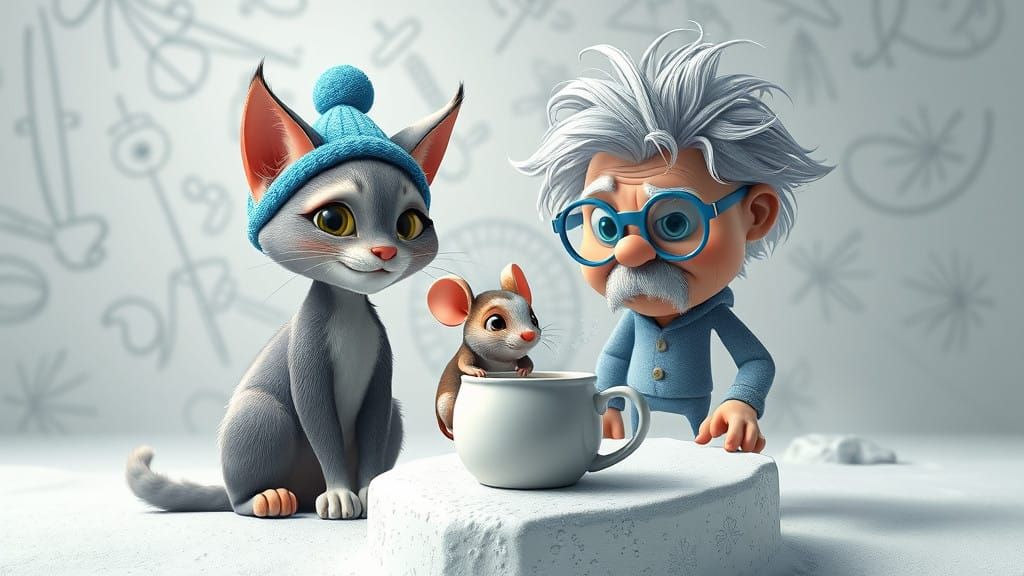 Fanciful Friends Enjoy Coffee in Whimsical Winter Wonderland