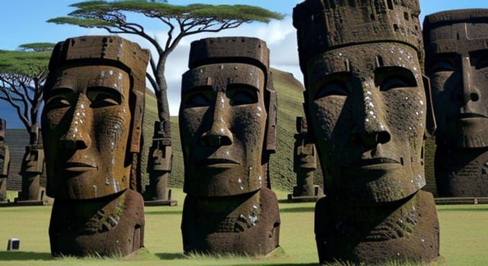 Ancient Easter Island Monoliths in Polynesian Style