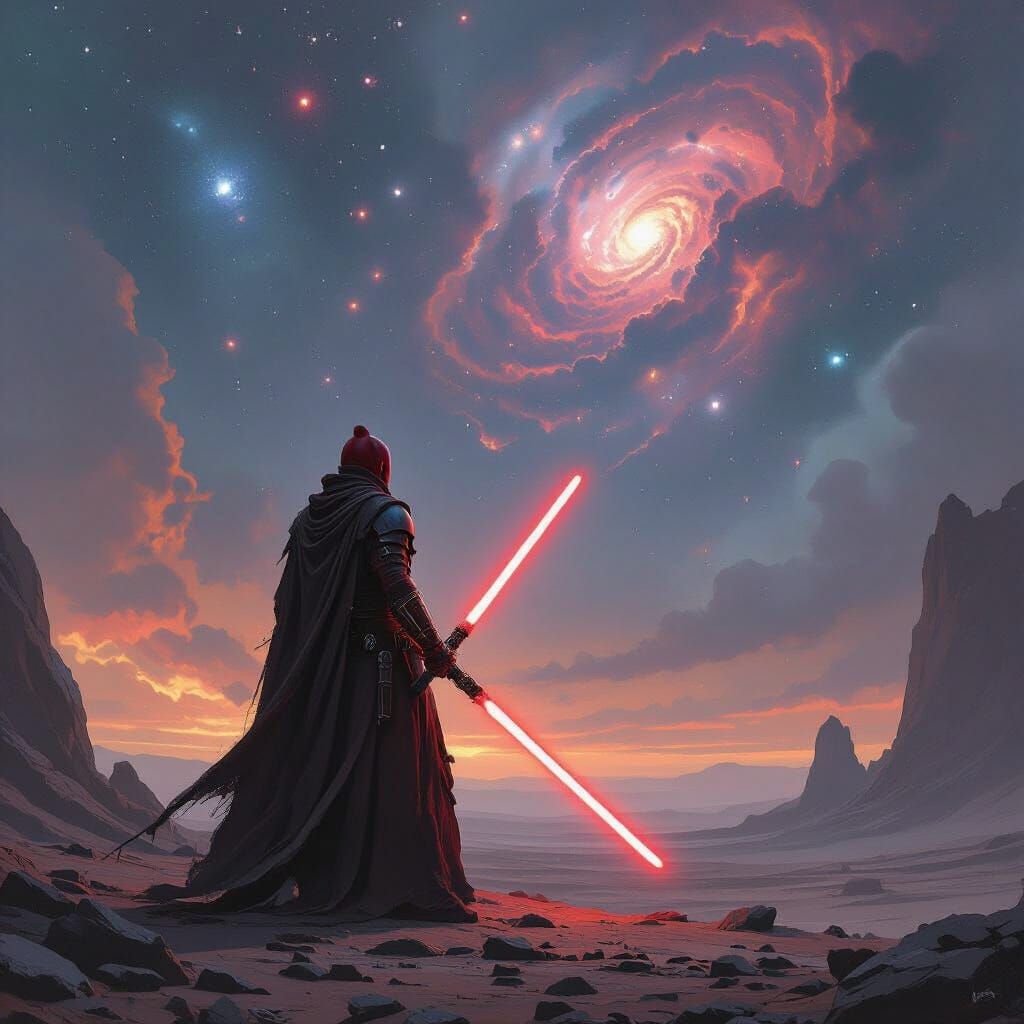 Red Zabrak Sith Warrior on Rocky Planet
