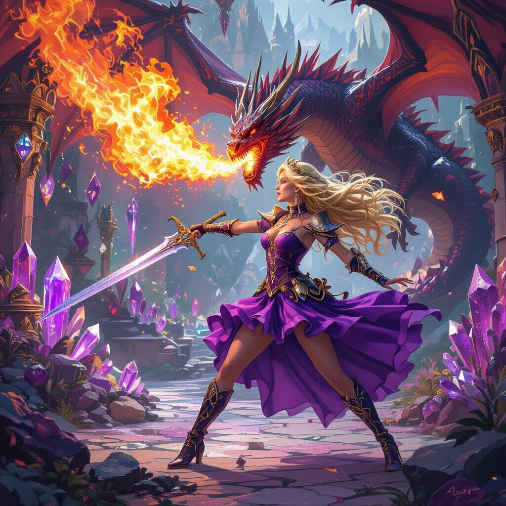 Amethyst Princess Battles Dragon in Gem World