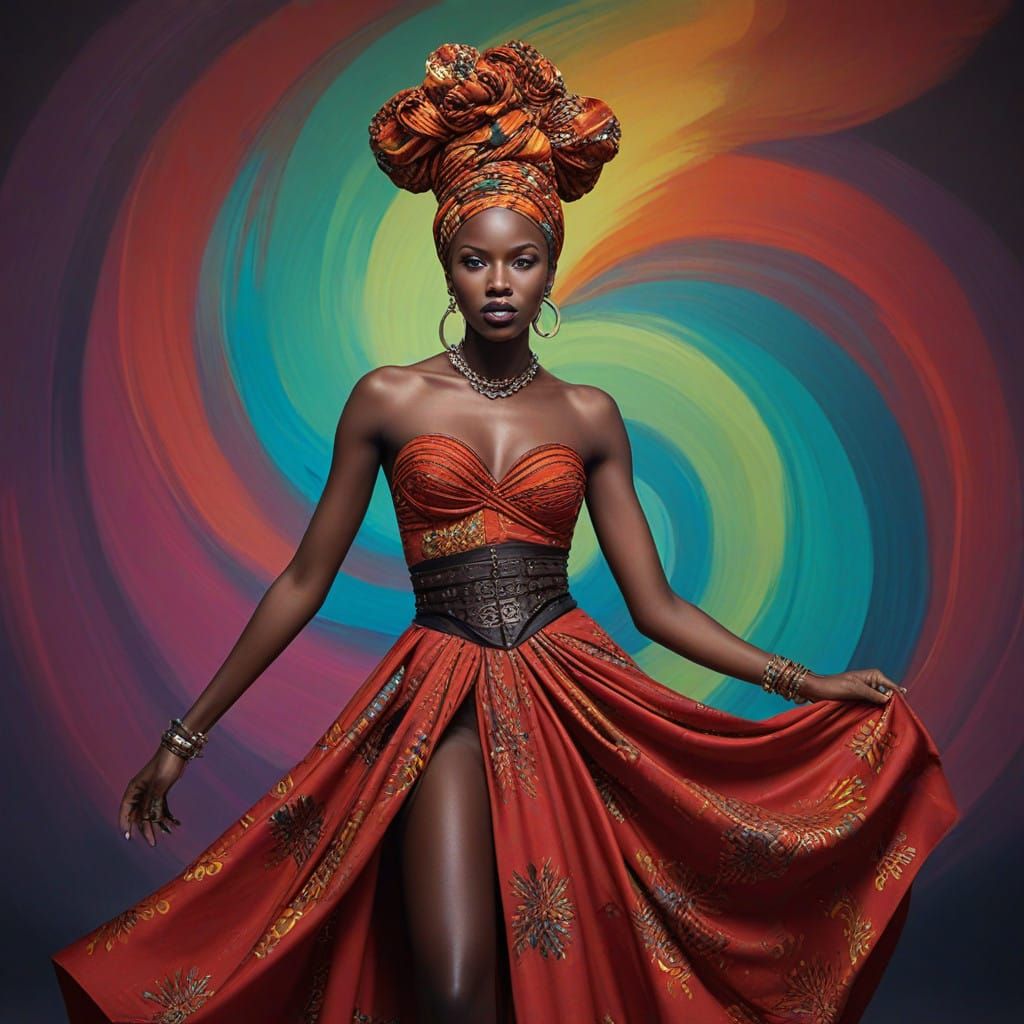 Stunning Ebony Goddess in Afrofuturist Fantasy