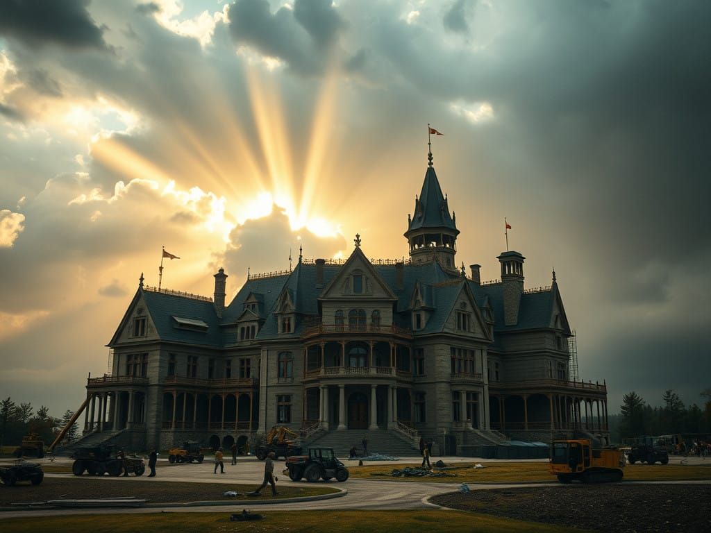 Epic Medieval Fortress Unfolds from Humble House Amidst Stor...