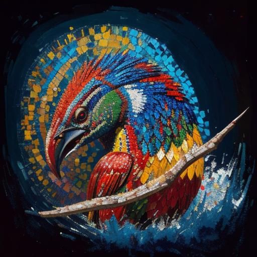 Rustic Mosaic Patchwork in Expressionist Oil Painting