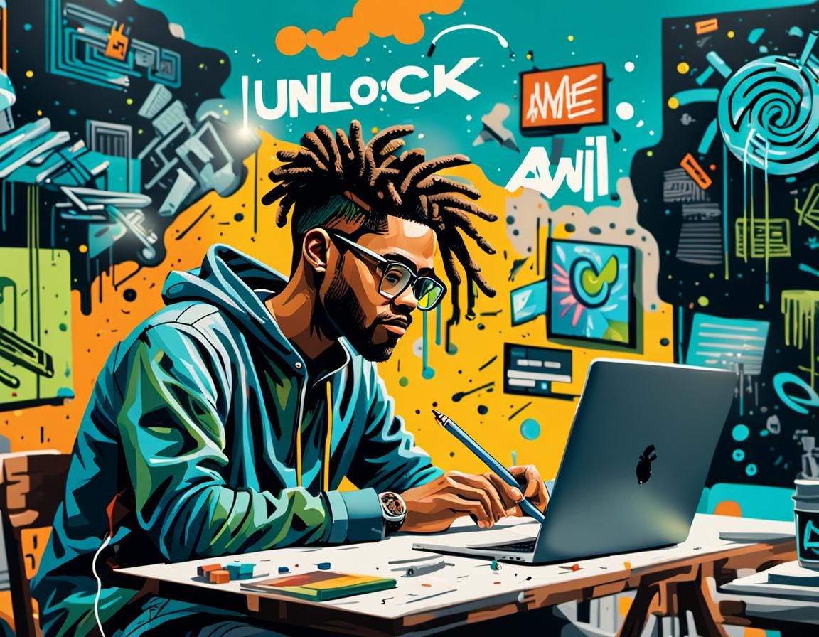 Graffiti Art: AI Prompts Workspace in Vibrant Gouache