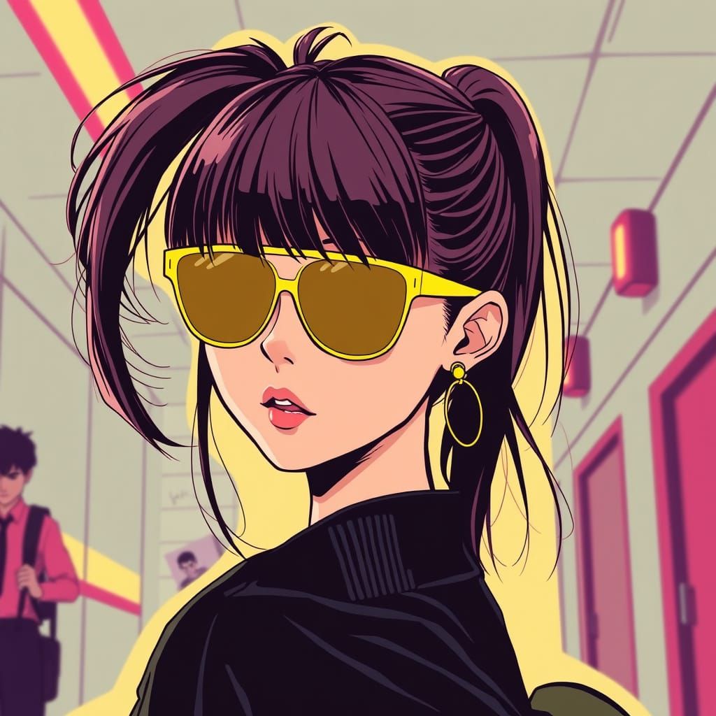 Girl in Sunglasses: Film Noir Pop Art Portrait