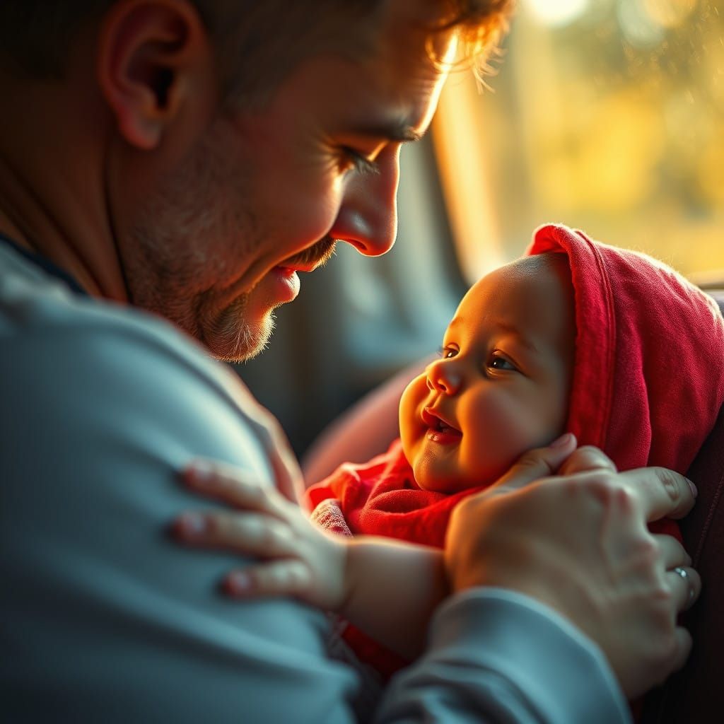 A Father's Tender Moment with His Baby