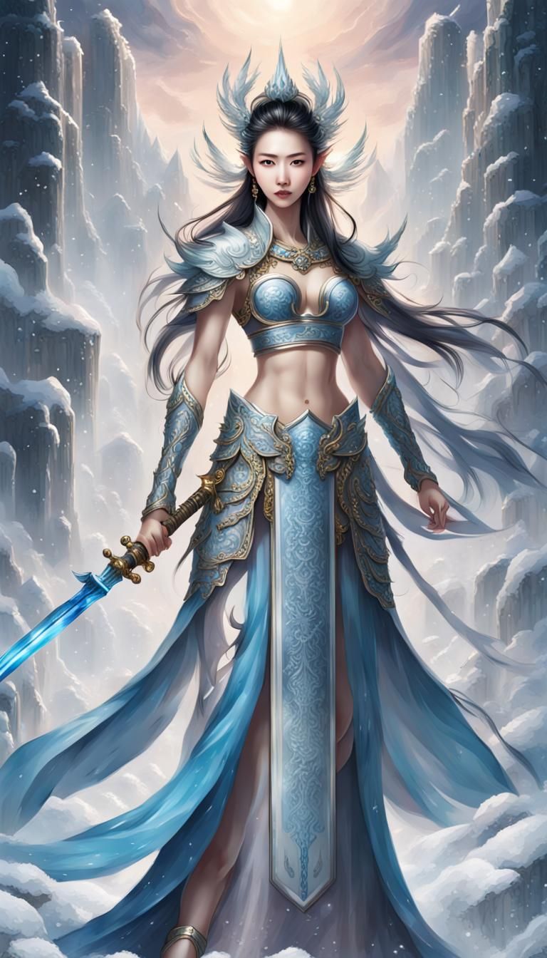 Chinese Goddess of Mythical Ice Sword