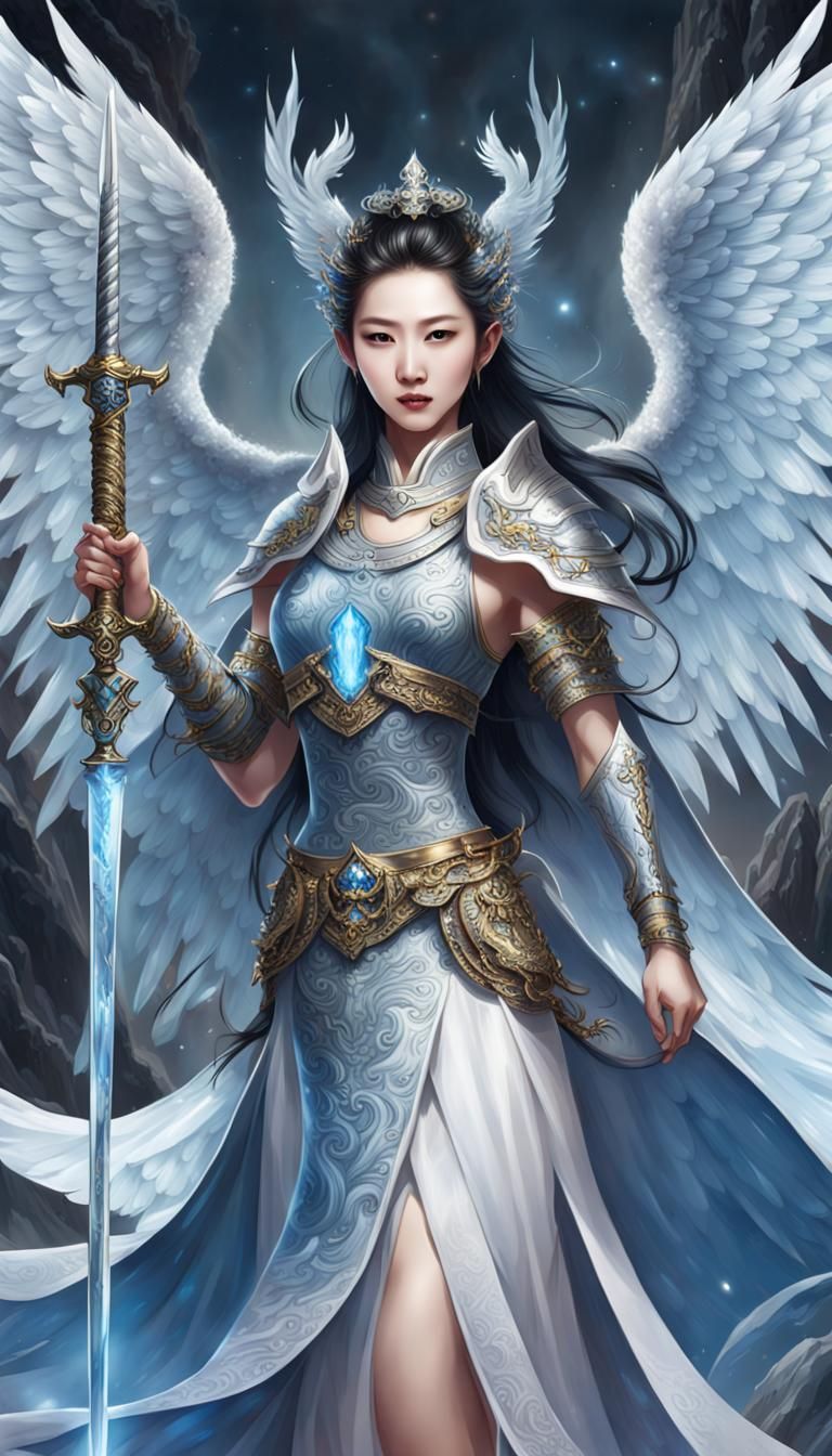 Mythical Chinese Goddess with Ice Sword