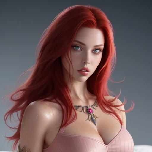 Hyperrealistic Portrait of a Red-Haired Woman