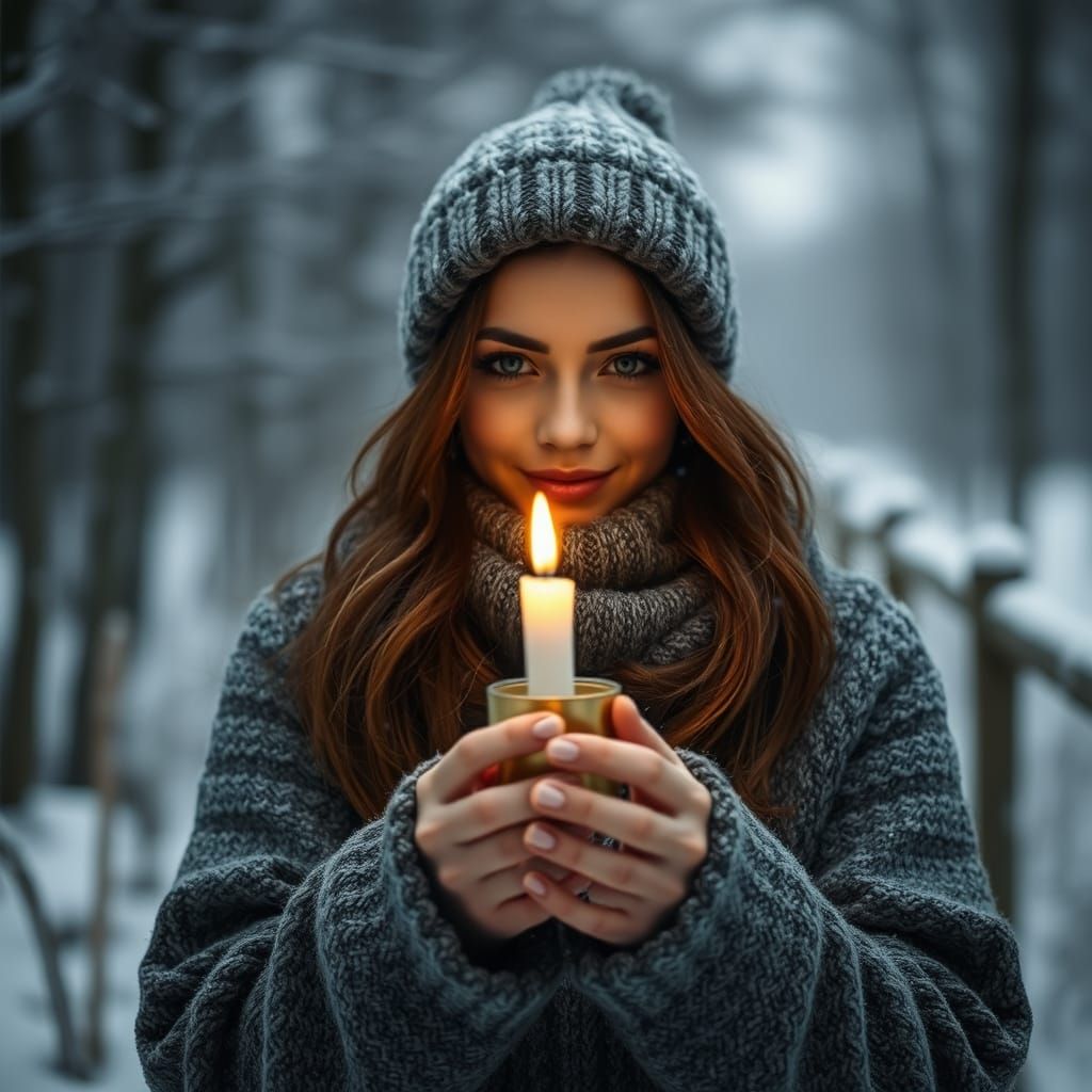 Snowy Serenity in Candlelight