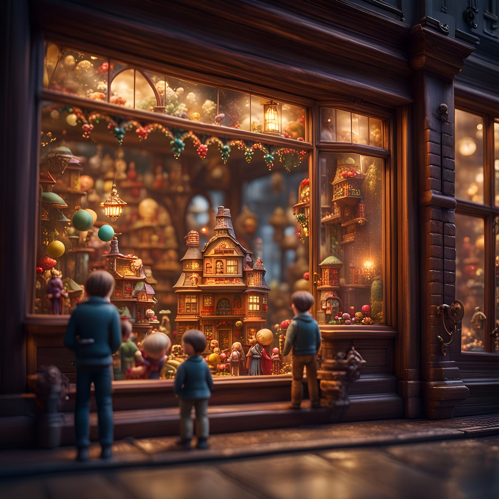 Toy Store Window Display: Detailed Matte Painting