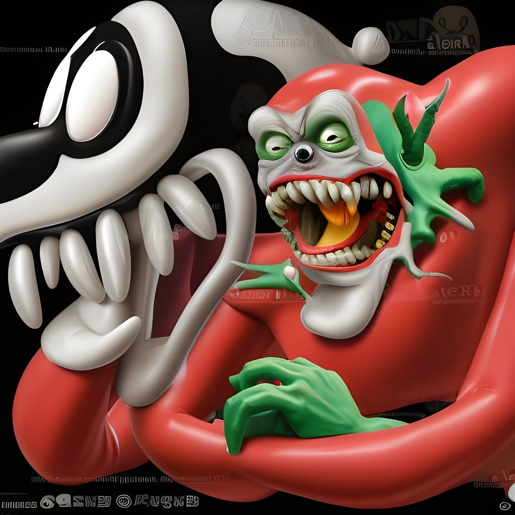 Scary Mr. Bean Christmas Mutant Hybrid, Digital Art