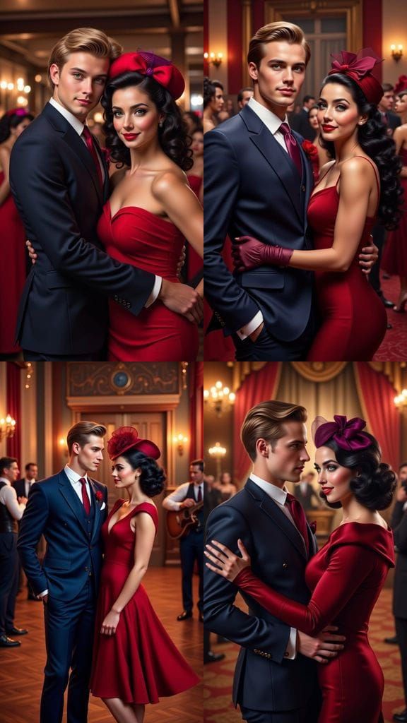 Retro-Style Couple in a 1940s Dance Hall