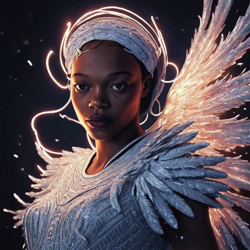 Glowing Angel Portrait in Vibrant Colors