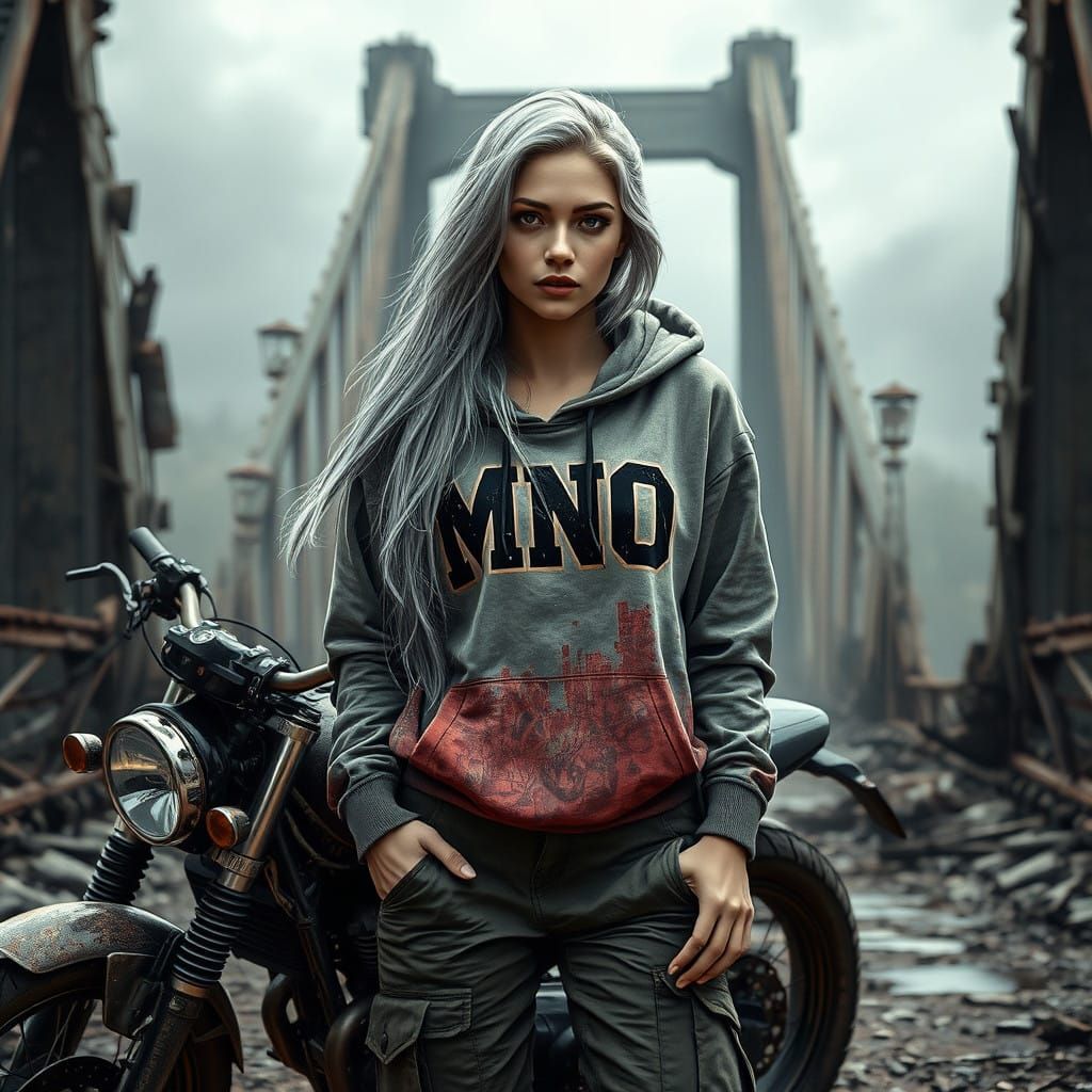 Ethereal Woman in Distressed Punk Style