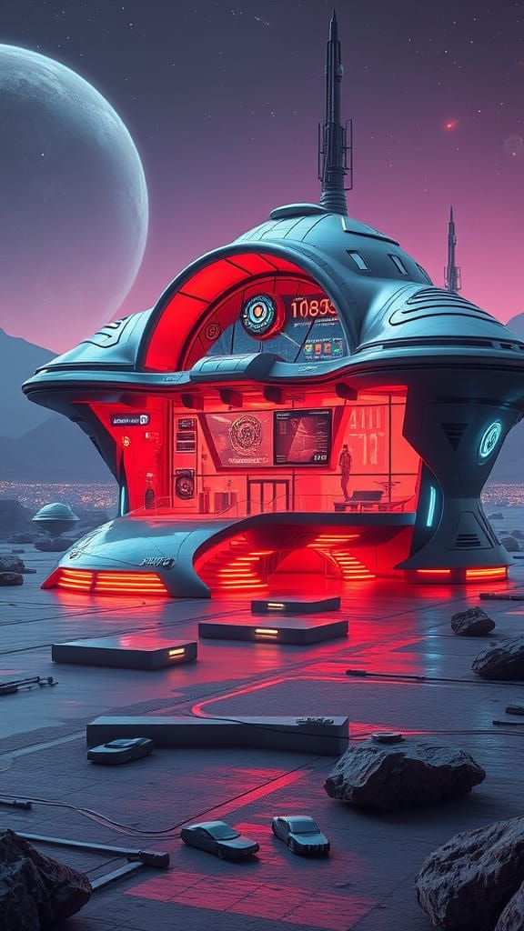 Futuristic AI Super House on Distant Planet