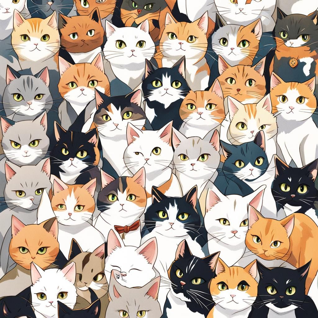 Anime Puzzle of Cats Missing a Piece