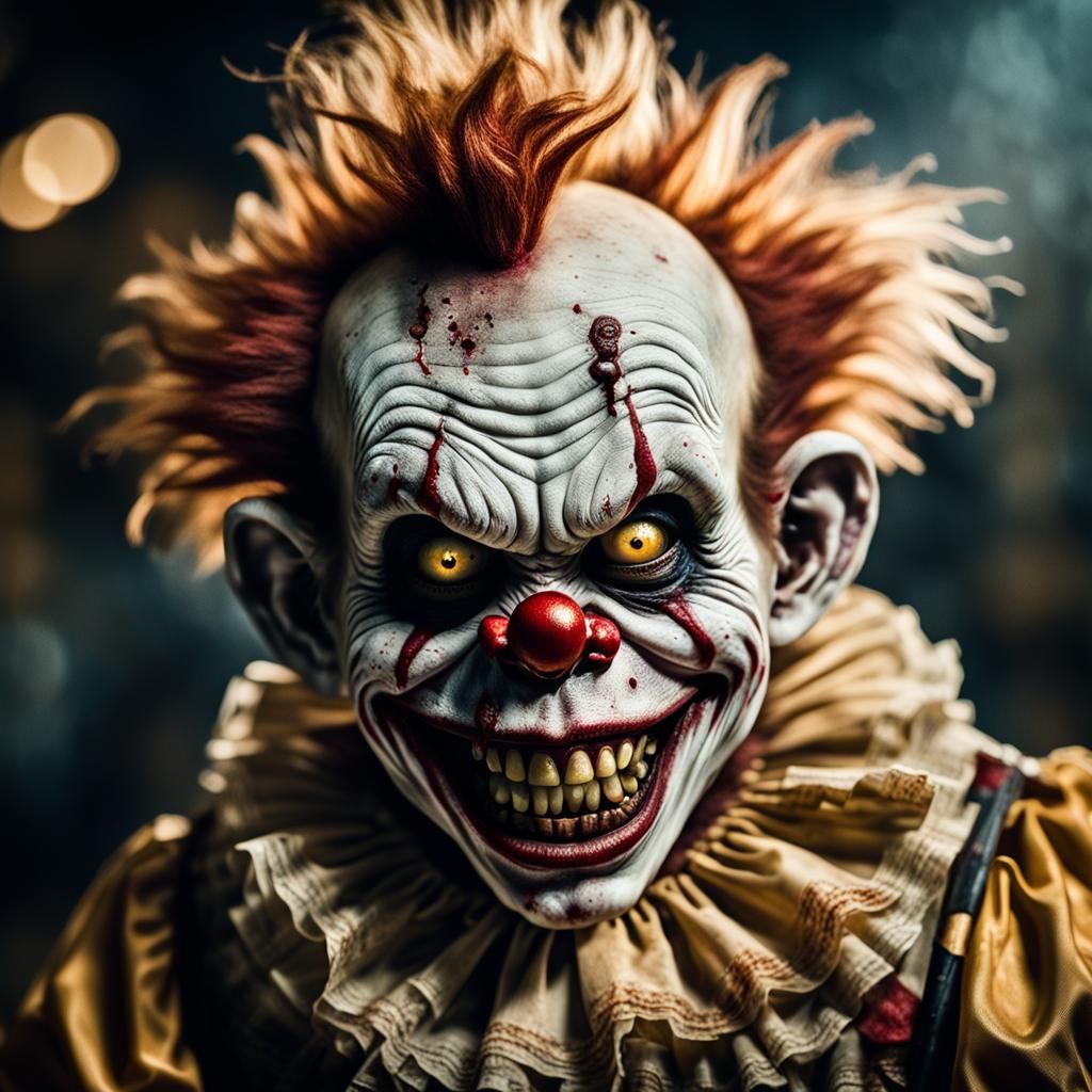 Zombie Clown Toddler Portrait in Hyper-Realistic Style
