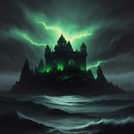 Cthulhu Rises: Dark Fantasy Oil Painting