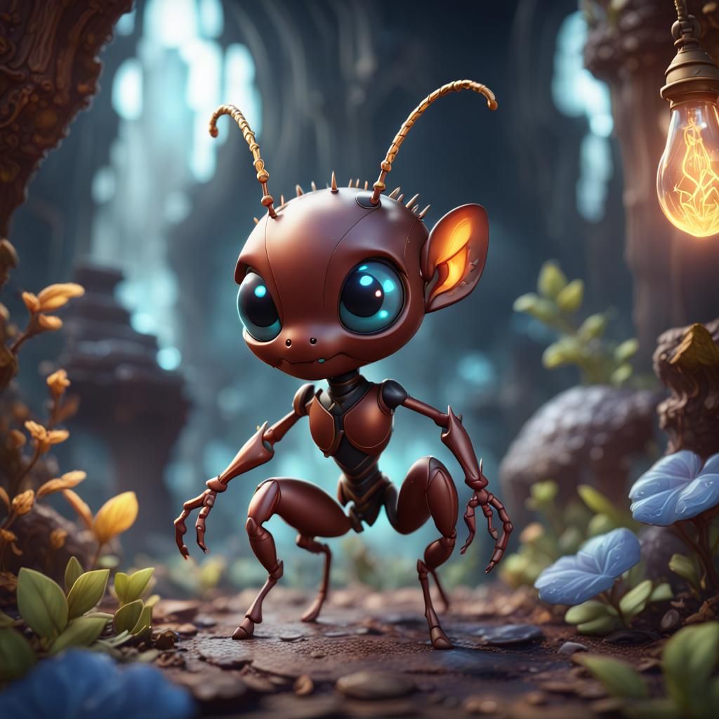 Chibi Lighting Ant: Detailed Fantasy Concept Art