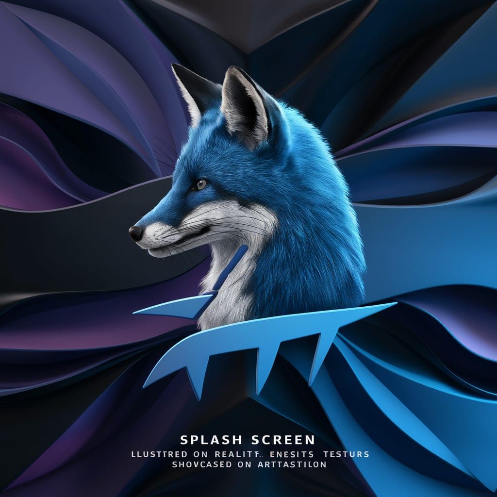 Minimalist Blue Fox Logo in Fantasy Setting