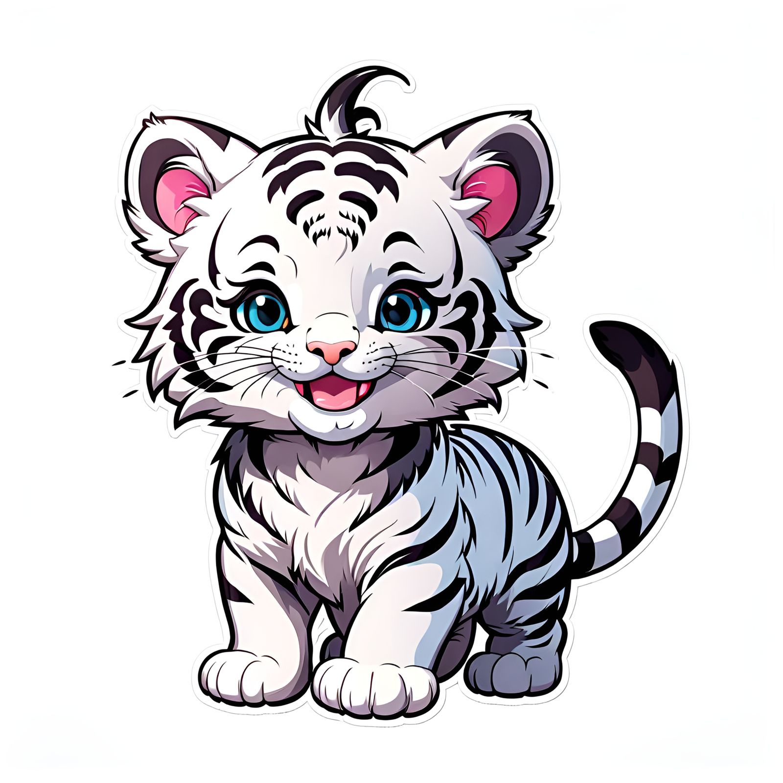 Cute White Tiger Cub Sticker Design