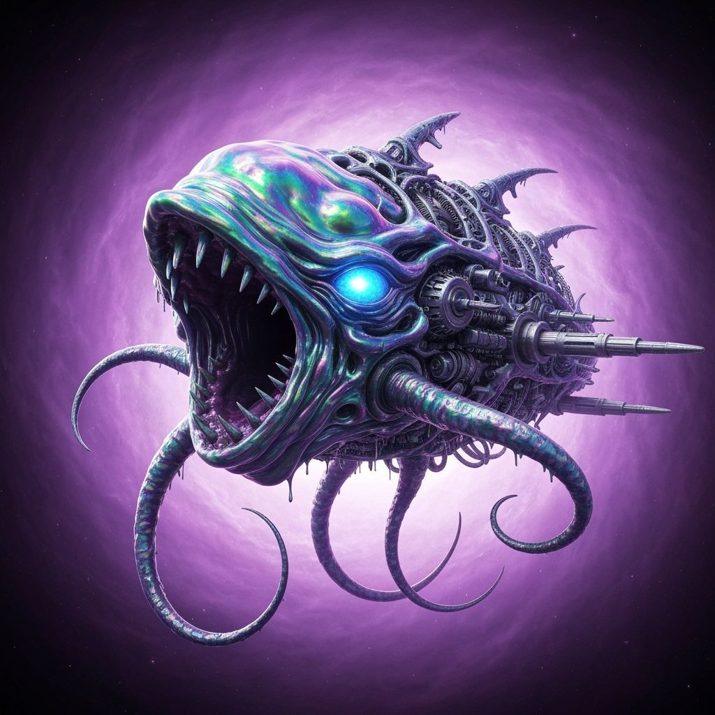 Biological Starship in Biomechanical H.R. Giger Style