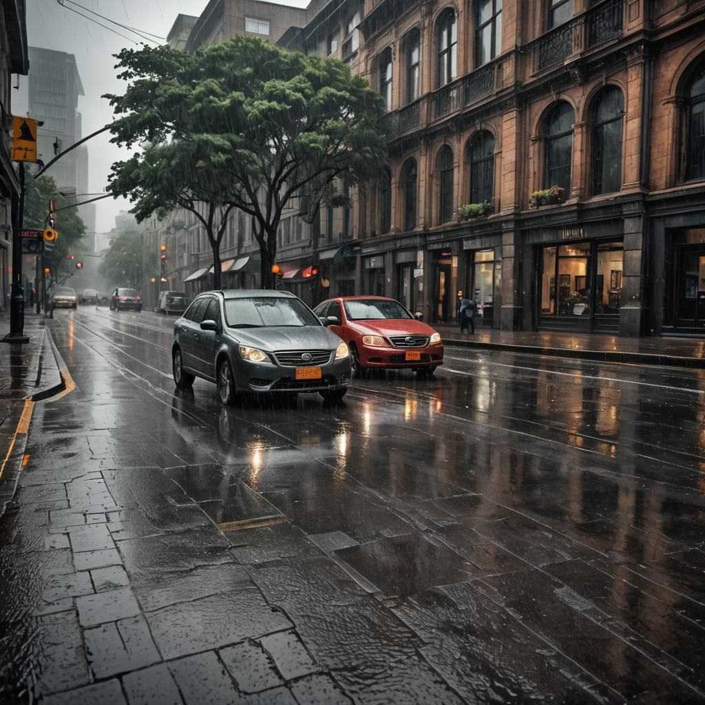 Hyperrealistic Rainy Day in Cinematic Style
