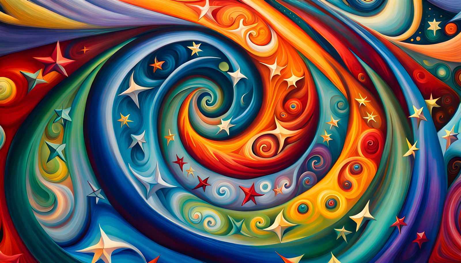 Swirling Star Formations in Dreamy Impasto Oil Style