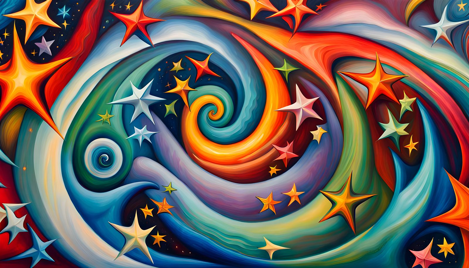 Swirling Star Vortex in Impasto Oil Painting Style