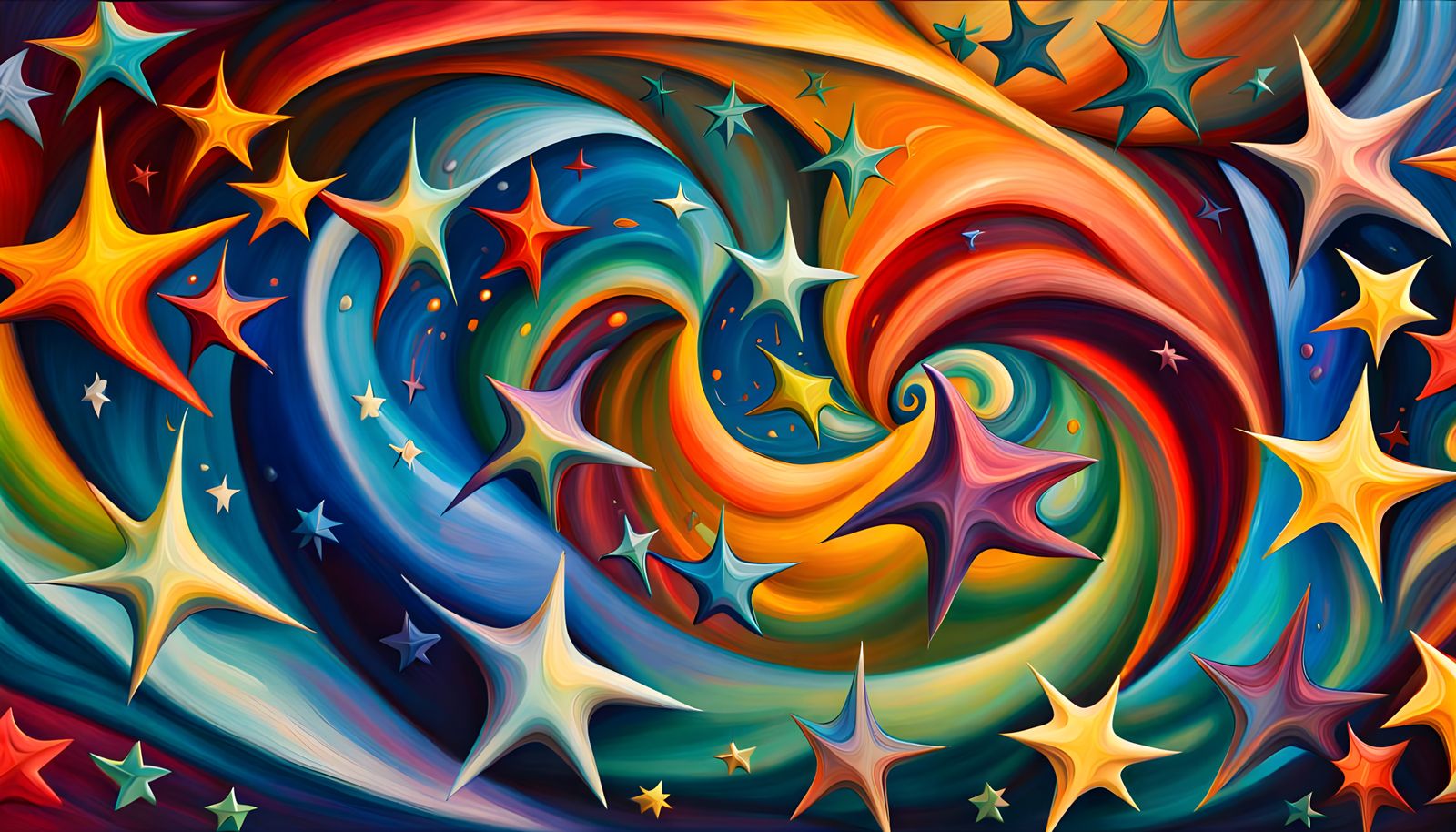 Cosmic Vortex: Whirling Star-Beings in Iridescent Cosmos