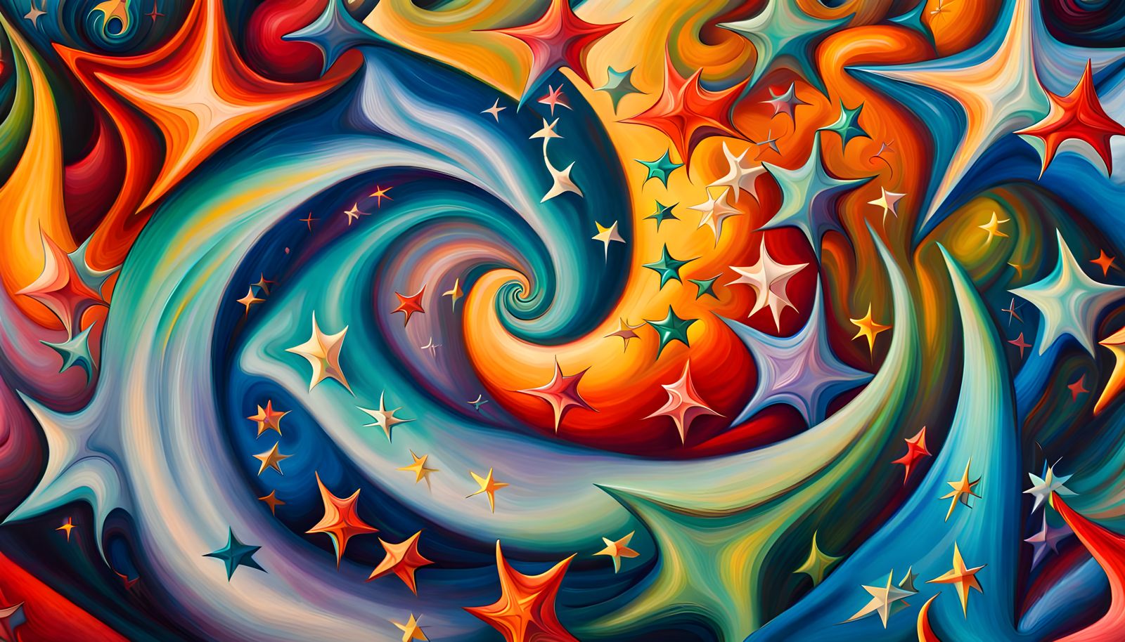 Vibrant Star Cluster in Impasto Oil Style