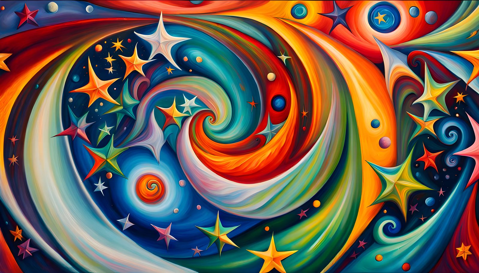 Helical Stellar Vortex as Impasto Oil Painting