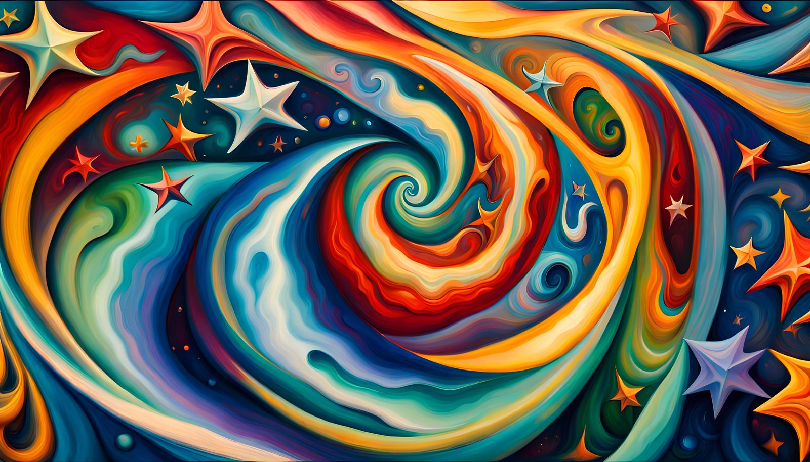 Helical Stellar Vortex in Impasto Oil Style