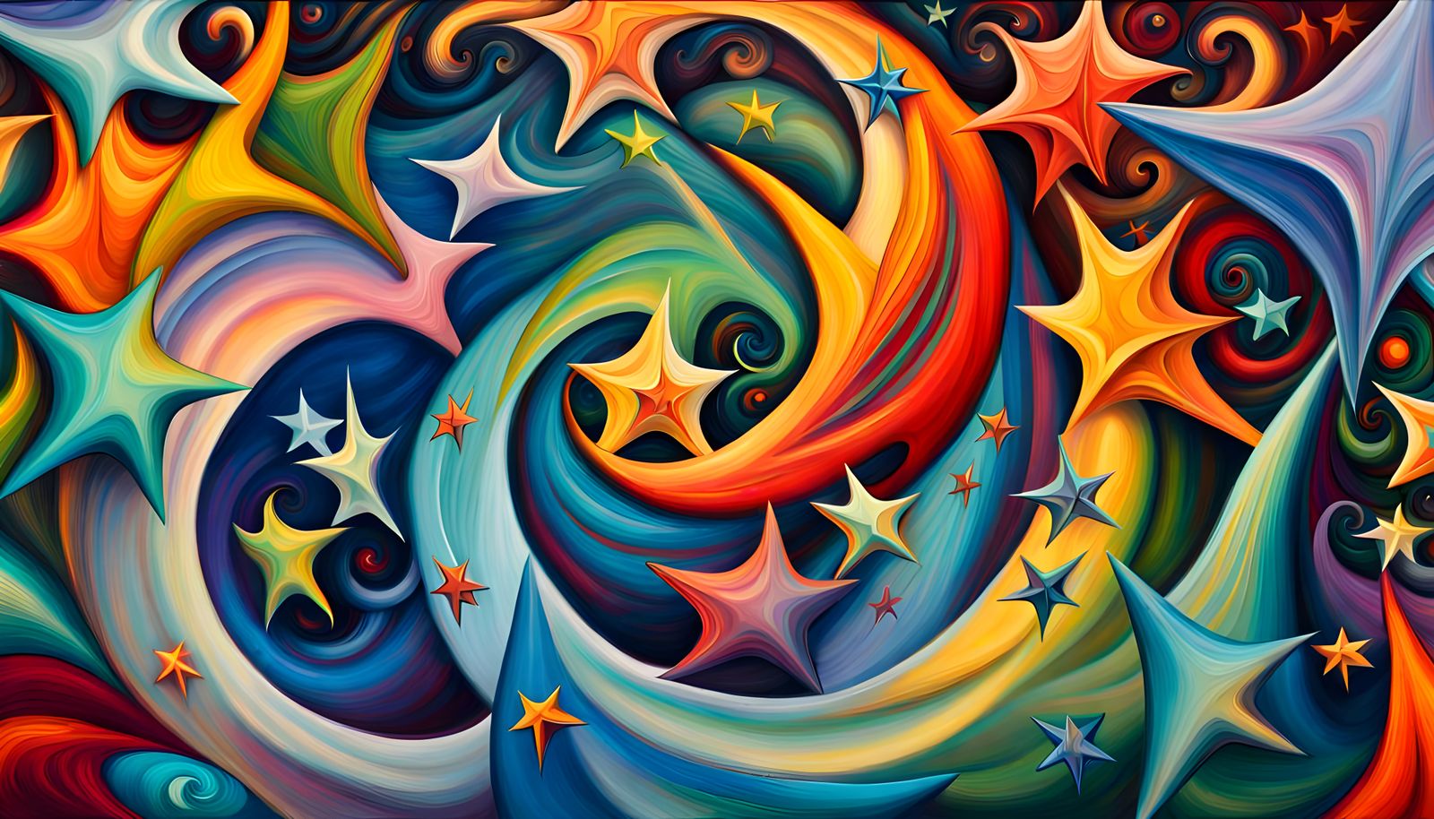 Helical Stellar Vortex in Impasto Oil Style