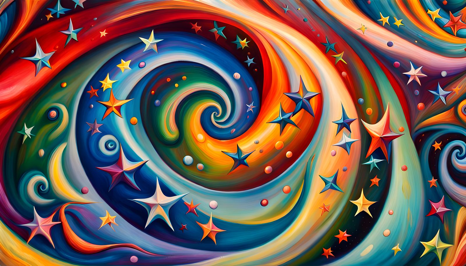 Helical Stellar Vortex in Deep 3D Impasto Style