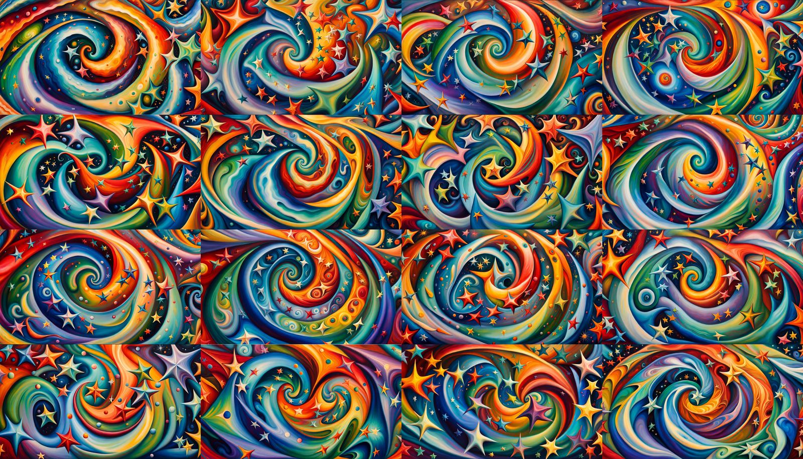 Helical Stellar Vortex in Marc Chagall Impasto Style