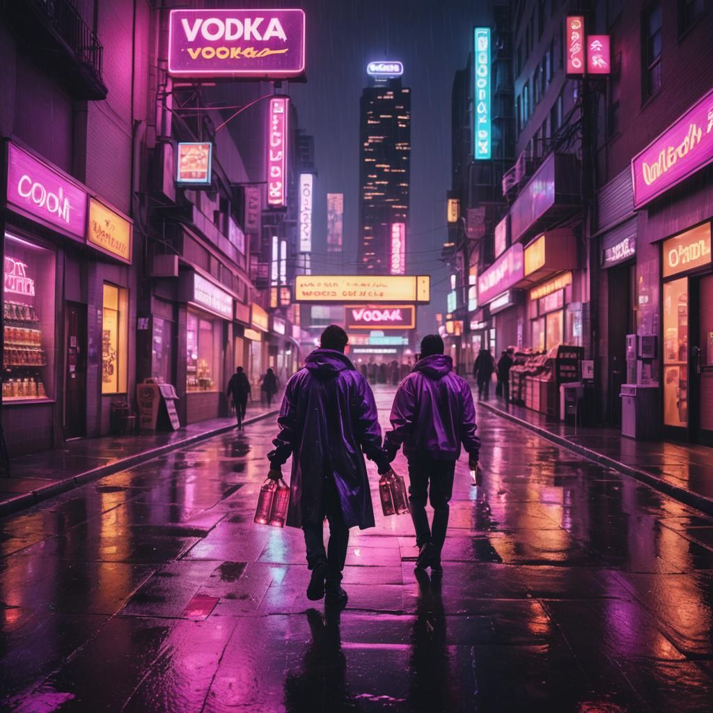 Neon Noir: Synthwave Scene of Liquor Store Exit